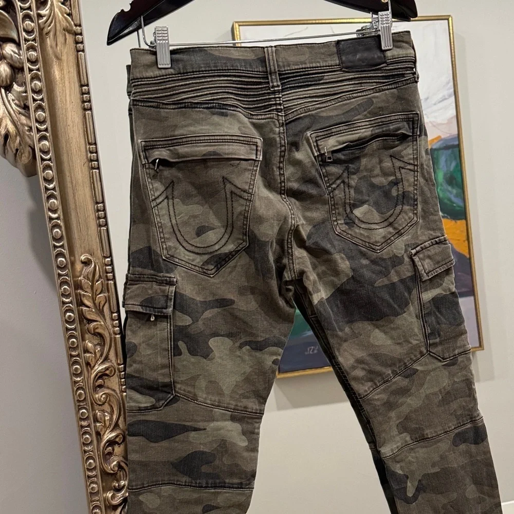 True Religion Green and Black Cargo Pants